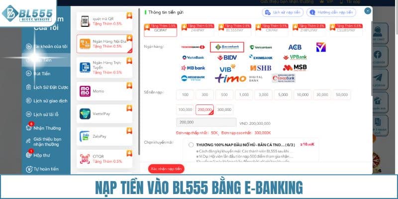 Nạp tiền thông qua e-banking