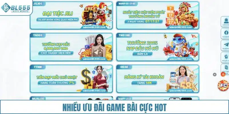 Nhiều ưu đãi game bài cực hot