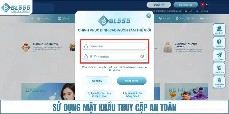 Sử dụng mật khẩu truy cập an toàn